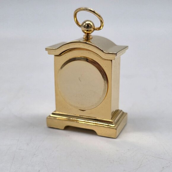 Miniature Gold Tone Quartz Clock With Roman Numerals - Picture 8 of 10